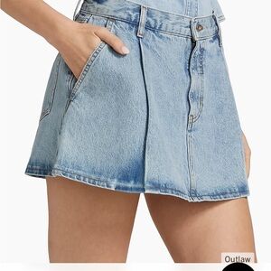 Frame Denim Light Blue Pleated Denim Shorts